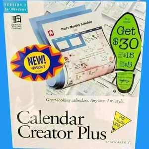 Calendar Creations Plus Version 2.0 for Windows by Spinnaker New In Box